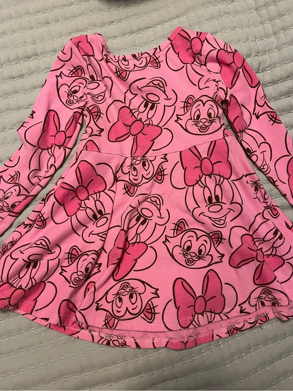 Disney Pink Minnie Mouse Long Sleeve Swing Dress
